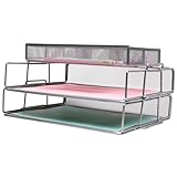 EXERZ Paper Sorters 2pcs with an Accessory Tray/Stackable Letter Trays with Extra Divider Memo Holder On Top/Desk Organiser - Office, School, Home