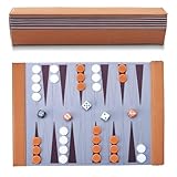 Backgammon Set with Premium Leather Case,Roll Up Travel Backgammon Set with Acrylic Playing Pieces & Wooden Dice Cups,Portable and Folding chess for Adults and Kids,backgammon travel set