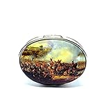 Silver Pill Snuff Box with Enamel Battle Scene Large Pill Snuff Box 925 Sterling Silver