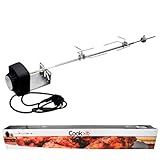 Cook>it® Universal Rotisserie for 3/4 Burner Gas Barbecues – Stainless Steel Spit, 820 mm Length, Includes 230 V Motor – Perfect for Crispy Chicken, Duck and Juicy Pork Roasts
