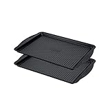 Prestige Aerolift Baking Trays for Oven Non Stick Set of 2 - Dishwasher Safe Oven Tray Set with Extra Large Handles, Durable Carbon Steel, L 43.5 cm W 30.3 cm H 2 cm Oven Trays
