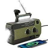 Wind Up Solar Radio,SOLARBABY Emergency Radio,Self-Powered Crank Radio with LED Torch,SOS Alarm, AM/FM Weather Radio with 4000 mAh Battery for Emergency Charging from Smartphone(Army Green)