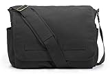 Sweetbriar Classic Vintage Messenger Bag - Original Heavyweight Cotton Canvas Shoulder Bag with Upgraded Features, Black, L, Classic, Vintage, Retro, Modern