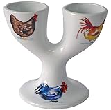 Double Egg Cup with Fun Colourful Chicken cockerel Design