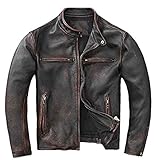 Distressed Leather Motorcycle Jacket | Vintage Black Real Leather Jacket Mens | Motorbike Clothing For Men | Size: Medium