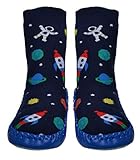 Space Design Boys Moccasin - Non Slip shoe socks