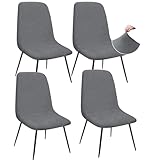 Granbest Jacquard Thickened Elastic Dining Chair Covers, Low Back Chair Slipcovers for Hotel, Banquet, Wedding, Party Decoration (Set of 4, Gray)