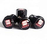 SEAT Black Wheel Tyre Valve Dust Caps Covers Set x4 Chrome Metal Leon Cupra Ibiza FR Arona Ateca Mii Tarraco Altea Arosa Exeo