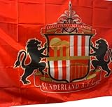 Sunderland FC Official Football Flag, Red Club Crest Design, 5 x 3 Feet