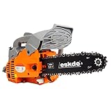 Petrol Chainsaw 10 Inch - 25.4cc Chain Saw Powerful 2-Stroke Engine for Chopping Logs, Trees | Top Handle Chainsaw with Tool Kit, Fuel Mixing Bottle and Bar Cover | eSkde