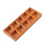 Exceart Wooden Compartment Tray Square Dividers 10 Compartments Multifunctional Rectangular Storage Box Shelf Bedroom Home Living Room Desktop Wall