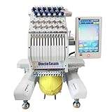 Compact Embroidery Machine with 12 Needles, 1200SPM Max Speed, 10“ Touch Screen, 8"x12" Embroidery Area, For Flat, Hat, T-shirt etc. (12 Needles)
