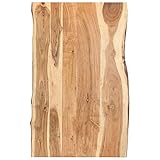 vidaXL Table Top Solid Acacia Wood - Live Edge Dining Table/Kitchen Table/Coffee Table Top, Brown, 100 cm Length, Variable Width (50-60 cm) & 38 mm Thickness