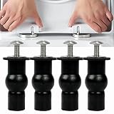 4 Pack Toilet Seat Screws Universal Toilet Lid Seat Hinges Bolts Toilet Seat Fittings Toilet Seat Hinges Expanding Rubber Top Nuts Screw Fixings WC Blind Hole Fittings, Black (LUOSIU-5)