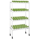 Kalolary 4 Layer Hydroponic Grow Kit with Wheels, 108 Sites 12 Pipes Hydroponic Planting Equipment with Water Pump, Hydroponic Growing System with Grow Baskets and Sponges
