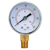 Mechanical Pressure Gauge, 1/8 inch BSPT Pressure Gauge for Air Oil and Water(0-300psi,0-20bar)