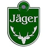 Schilderio Premium Suction Cup Sign Hunter 3 mm Acrylic Glass Approx. 90 x 125 mm Hunting Sign Car with 1x Suction Cup 30 mm Car Sign Jaeger for Attaching to Car Windows from Inside