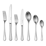 Robert Welch Radford Satin, 56 Piece Cutlery Set for 8 People. Made from Stainless Steel. Dishwasher Safe.
