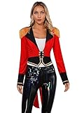CHICTRY Women's Velvet Victorian Steampunk Tailcoat Ringmaster Circus Show Blazer Jacket Party Coat 3# Red B S