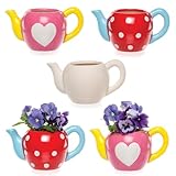 Baker Ross AV983 Teapot Plant Pots - Pack of 2, Ceramics for Kids to Design, Paint, Decorate and for Outdoor STEM Learning,9cm x 16cm