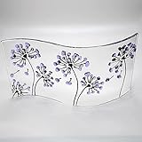 Handmade fused glass Agapanthus/Allium wave shaped panel/Suncatcher in choice of colours (Purple)