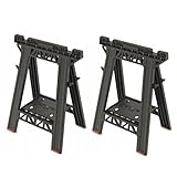 Folding Saw Horse Trestle Twin Pack Heavy Duty PRO Stand, 350kg Capacity, Portable Workbench for Woodworking, Garage, and Construction