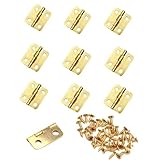 JZK Gold Mini Hinges, Metal Replacement Drawer Hinge 18 * 16mm, Small Furniture Cabinet Hinge with Screws for Dollhouse DIY Crafts Wooden Jewelry Box
