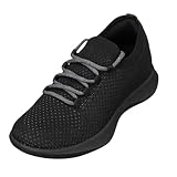 CALTO Men's Invisible Height Increasing Elevator Shoes - Black Ultra Lightweight Sporty Sneakers - 2.4 Inches Taller - Q081 - Size 8 UK