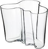 Iittala Alvar Aalto 1007041 Transparent Crystal Glass Vase in Wave Shape, 16 cm x 20.8 cm