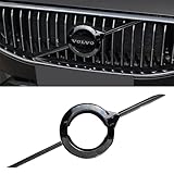 LFWCZS Car Emblem Badge Decal Logo for Volvo XC40 2018-2022, Black with Chrome Finish, Aluminium Alloy, Front, Vehicle Specific