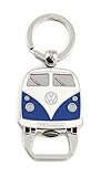 BRISA VW Collection - Volkswagen Keychain Ring Keychain Accessory Keyholder with Bottle Opener in T1 Bus Campervan Design (Blue)