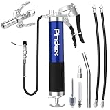 Pindex Grease Gun with Coupler, Heavy Duty Pistol Grip Grease Gun Set with Grease Injector Needle,fit for 400g Cartridge with Fitting End Nozzle Hose