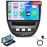 2G 64G for Citroen C1/Peugeot 107/Toyota Aygo 2004-2014 with Carplay Android Car Stereo, 10.1 Inch Touch Screen Car Radio with GPS Navigation Bluetooth FM RDS WiFi Android Auto Backup Camera