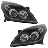 XYZ Parts Replacement Headlight Assembly Electric Black Inner Compatible With Vauxhall Vectra C Estate Hatchback & Saloon 2005-2009 For UK 1 Pair Drivers Side Right Hand & Passengers Side Left Hand