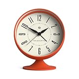 NEWGATE® Spheric alarm clock | Iconic dome retro design | Orange soft rubberised finish | Ideal for bedside, desk or shelf | Mid century bedroom & office accessory