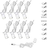 Cefrank 8-Pack Dimmable USB LED Spot Lights - Mini Cabinet Lighting Kit for Display Cases (6000K White, 1W/Spot, 360° Rotatable, Aluminium Housing)​