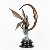 YHDONE Bronze Sculpture Pixie Angel Moon Goddess Bronze Statue Ornament Brass Bronze Feng Shui Mascot