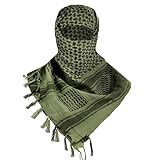 SHOPUKASA Cotton Shemagh Tactical Military Scarf Palestine Scarf Keffiyeh Head Neck Wrap gifts for Men & Women + Paper Bag (Army Green)