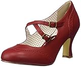Pin up Couture Women?s Flapper-35 Closed-Toe Heels, Red (Red Faux Leather), 6 UK 39 EU