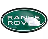 2Pcs OEM Front Grille & Tailgate Emblem Decals for Land Rover Evoque,Sport,Discovery,Velar,Defender Chrome 85mm Oval Range Rover Grill Badge Logo with Free Black Surround Cover (Green Yellow Badge)