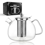 LIBWYS Teapot - 1500 ml with Removable Strainer, Heat-Resistant Borosilicate Glass, Brews Tea, Flower, Herbal and Tea Bags, Easy to Clean