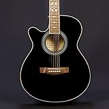 Lindo B-STOCK Left Handed Black Fire Electro-Acoustic Guitar with Active Preamp, Digital Tuner, XLR/Jack and Padded Gig Bag (Minor Cosmetic Imperfections)