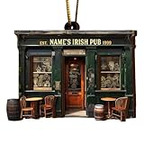 Irish Pub Christmas Ornament, Irish Bar Decorations, Wooden Irish Pub Decor, Irish Pub Hanging Pendant, Exquisite Rear View Mirrors Ornament For Window, Front Door