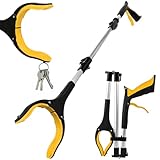 Adiwo Foldable Litter Picker Grabber, 91cm/36" Long Handle Litter Pickers Grabber Stick for Tall Users, 360 Degree Rotating Reach Aid, Helping Hand for Adults, Disabled, and Elderly, Yellow