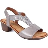 Pavers Ladies Heeled Slingback Sandals - Pewter Size 6 (39)