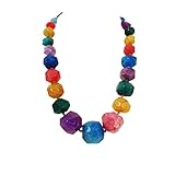 Treasure Bay Stunning Agate Gemstone Chunky Necklace for Women and ladies (Faceted Multicoloured)
