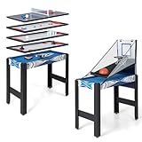 Maxmass 36’’ Multi Games Table Set, 6 in 1 Combo Sports Play Table with Basketball, Table Tennis, Air Hockey, Billiards, Bowling and Shuffleboard, Combination Table Playset for Gathering Party Arcade