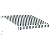 Outsunny 2.5m x 2m Retractable Awning, DIY Garden Awning Canopy, Anti-UV Sun Shade Shelter with Aluminium Frame and Crank Handle, Green and White