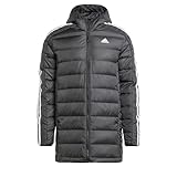 adidas Men's Essentials 3-Stripes Light Down Hooded Parka, Black, S