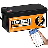 ECO-WORTHY 12.8V 280Ah LiFePO4 Lithium Battery, 6000+ Cycles, Built-in BMS,Bluetooth & Low-Temperature Protection, for Home Backup/RV/Marine/Off-Grid Solar